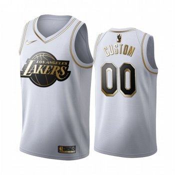 Custom #00 Los Angeles Lakers White Golden Edition Jersey