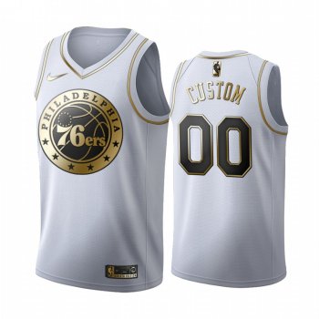 Custom #00 Philadelphia 76ers White Golden Edition Jersey