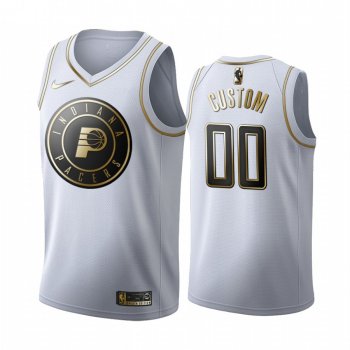 Custom #00 Indiana Pacers White Golden Edition Jersey