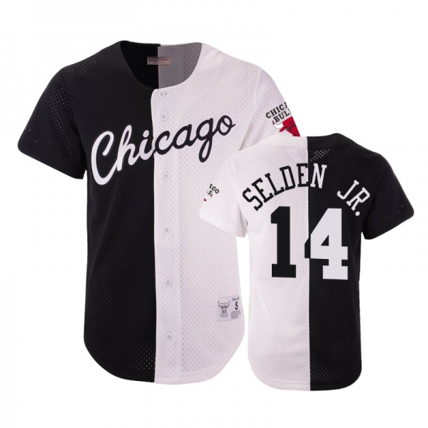 Bulls Male Wayne Selden Jr. #14 Split Mesh Button Black White Jersey