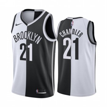 Nets Wilson Chandler #21 Split Black White Jersey