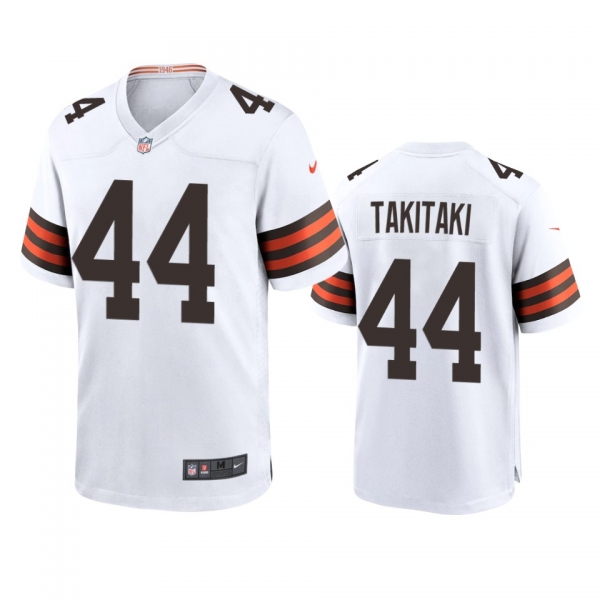 Men's Cleveland Browns Sione Takitaki White 2020 Game Jersey