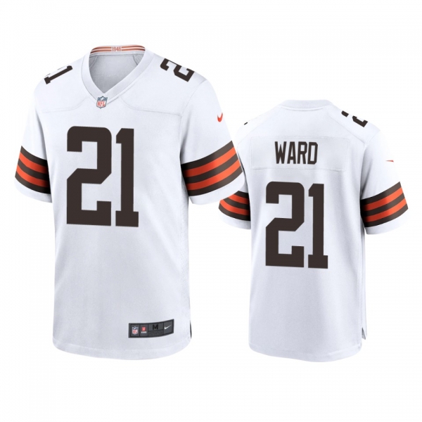 Men's Cleveland Browns Denzel Ward White 2020 Game Jersey