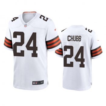 Men's Cleveland Browns Nick Chubb White 2020 Game Jersey