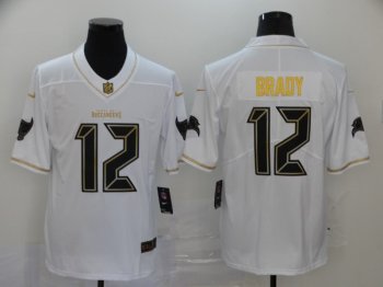 Men's Nike Buccaneers 12 Tom Brady White Gold Vapor Limited Jersey