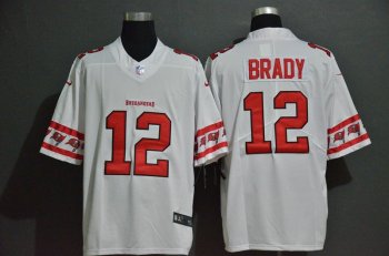 Men's Nike Buccaneers 12 Tom Brady White Team Logos Fashion Vapor Limited Jersey