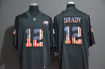 Men's Nike Buccaneers 12 Tom Brady Black USA Flag Fashion Vapor Limited Jersey