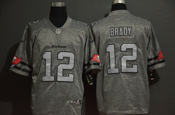 Men's Nike Buccaneers 12 Tom Brady Gray Gridiron Gray Vapor Limited Jersey