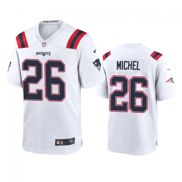 Men's New England Patriots Sony Michel White 2020 Game Jersey