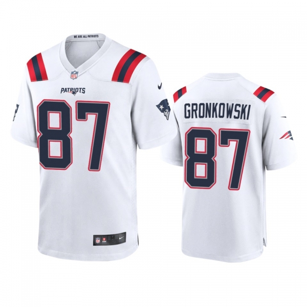 Men's New England Patriots Rob Gronkowski White 2020 Game Jersey