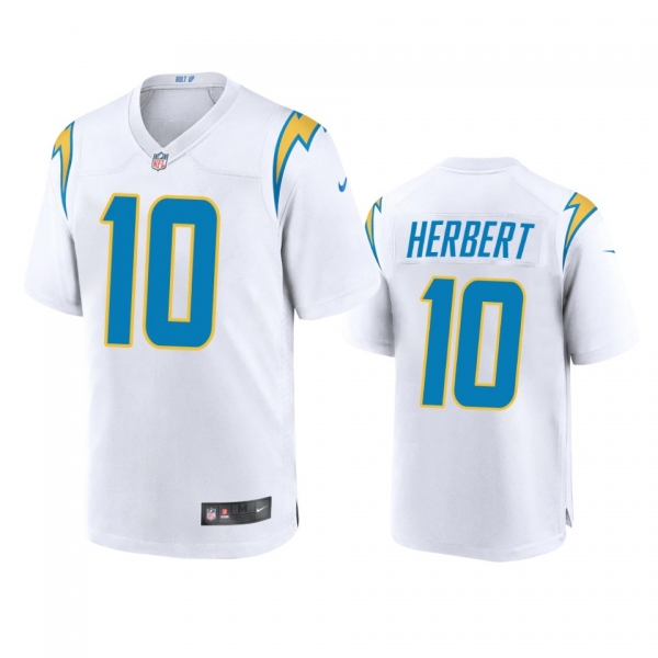 Men's Los Angeles Chargers Justin Herbert White 2020 NFL Draft Game Jersey