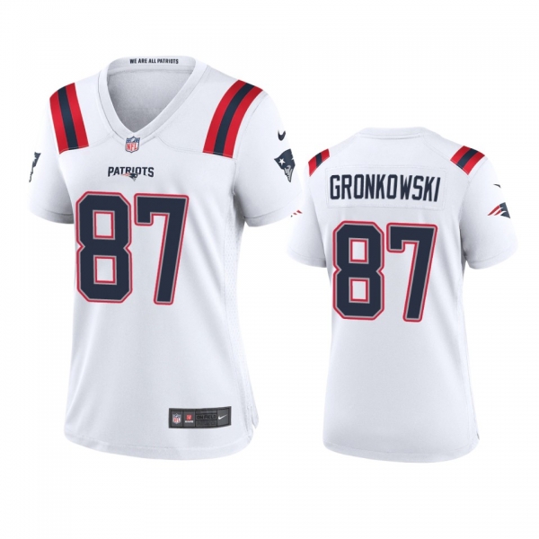 Women's New England Patriots Rob Gronkowski White 2020 Game Jersey