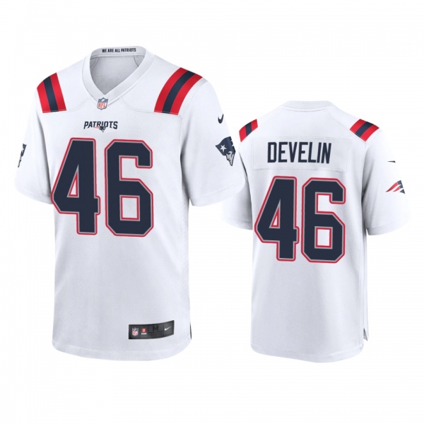 Men's New England Patriots James Develin White 2020 Game Jersey