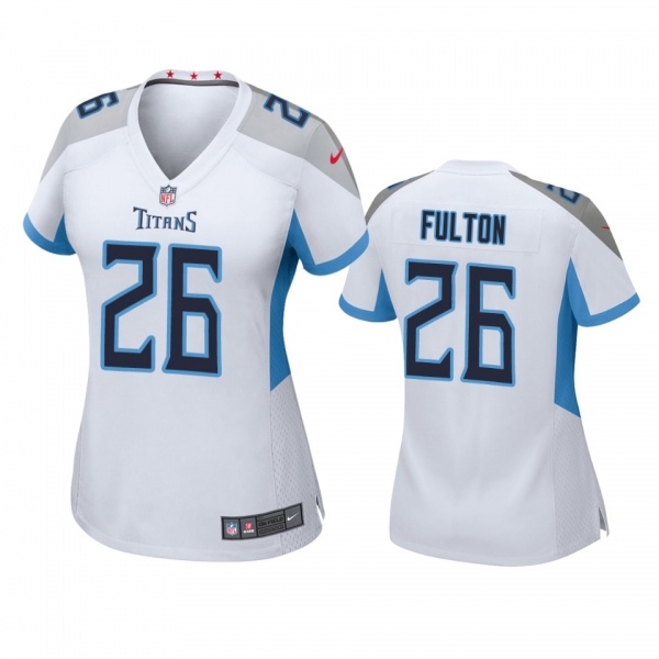 Women's Tennessee Titans Kristian Fulton White 2020 NFL Draft Game Jersey