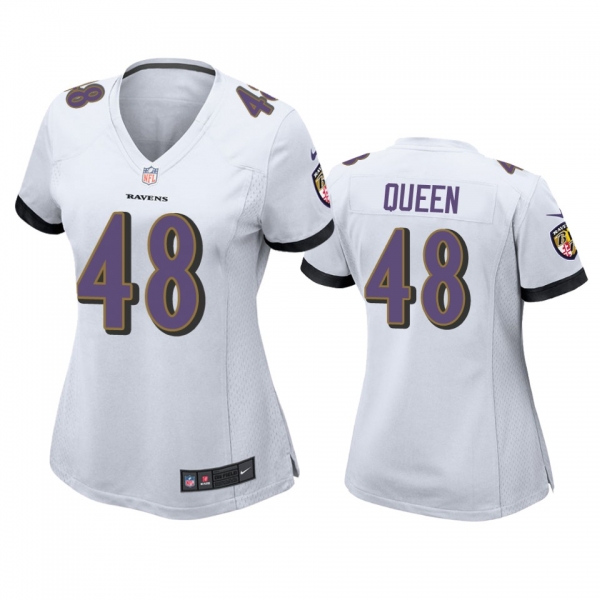 Women's Baltimore Ravens Patrick Queen White 2020 NFL Draft Game Jersey