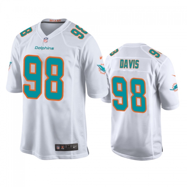 Men's Miami Dolphins Raekwon Davis White 2020 NFL Draft Game Jersey