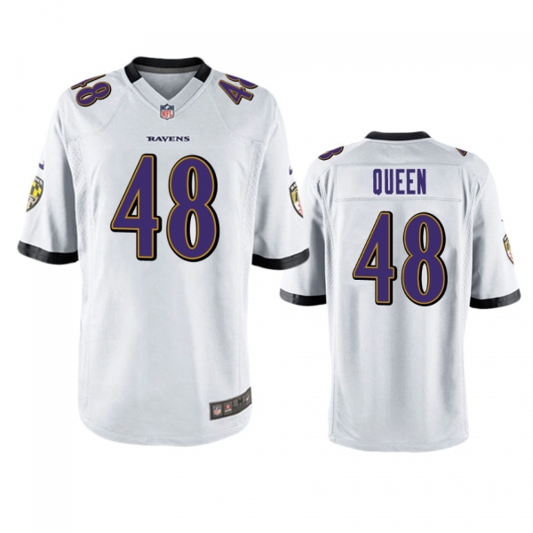 Men's Baltimore Ravens Patrick Queen White 2020 NFL Draft Game Jersey