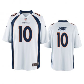 Men's Denver Broncos Jerry Jeudy White 2020 NFL Draft Game Jersey