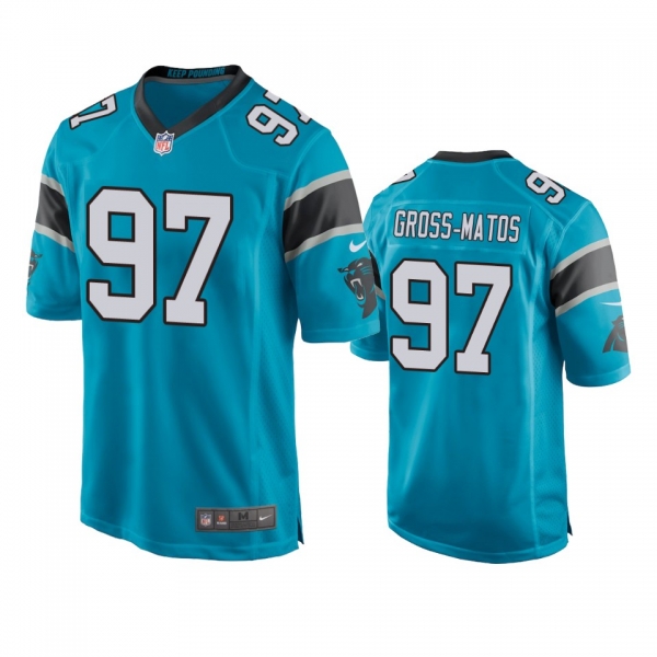 Men's Carolina Panthers Yetur Gross-Matos Blue 2020 NFL Draft Game Jersey