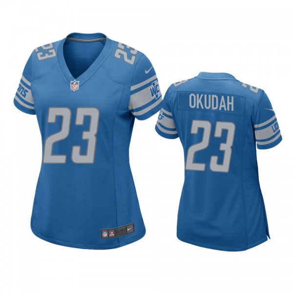 Women's Detroit Lions Jeff Okudah Blue 2020 NFL Draft Game Jersey