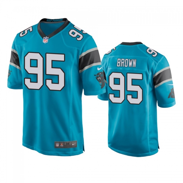 Men's Carolina Panthers Derrick Brown Blue 2020 NFL Draft Game Jersey