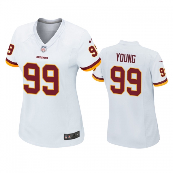 Women's Washington Redskins Chase Young White 2020 NFL Draft Game Jersey