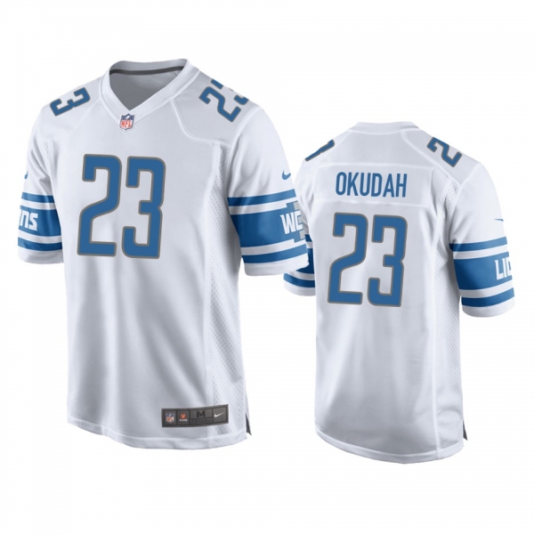 Men's Detroit Lions Jeff Okudah White 2020 NFL Draft Game Jersey