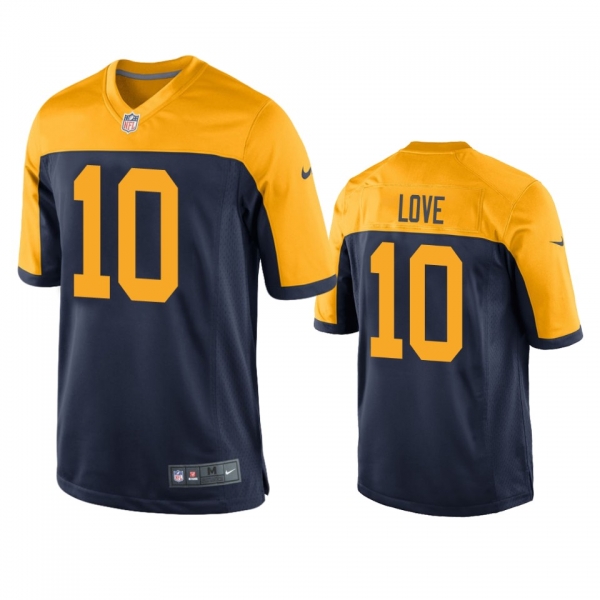 Men's Green Bay Packers Jordan Love Navy 2020 NFL Draft Throwback Game Jersey