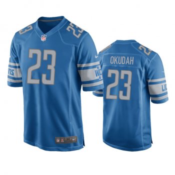 Men's Detroit Lions Jeff Okudah Blue 2020 NFL Draft Game Jersey