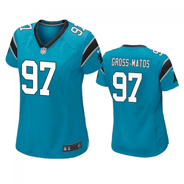 Women's Carolina Panthers Yetur Gross-Matos Blue 2020 NFL Draft Game Jersey