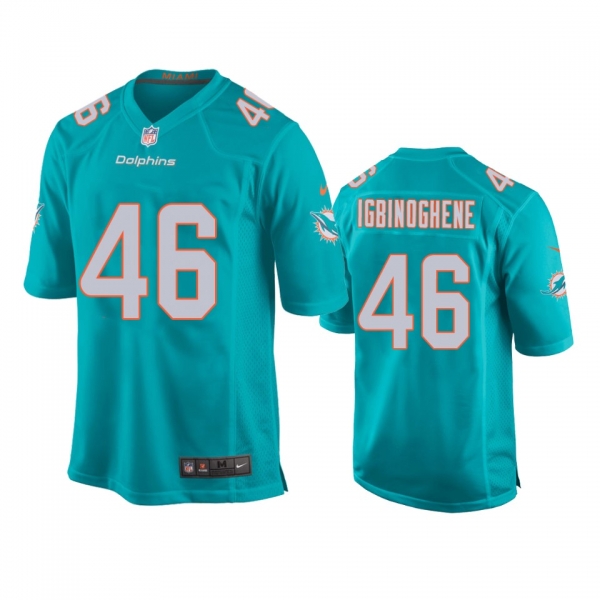 Youth Miami Dolphins Noah Igbinoghene Aqua 2020 NFL Draft Game Jersey