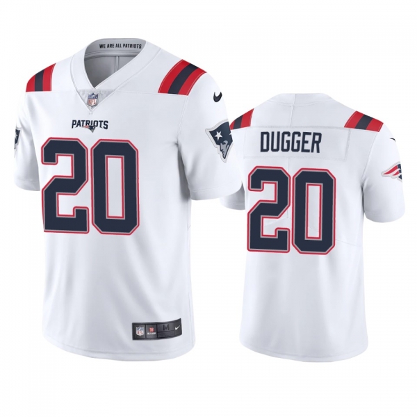 Men's New England Patriots Kyle Dugger White 2020 NFL Draft Vapor Limited Jersey