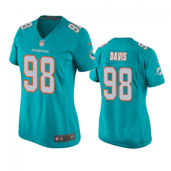 Women's Miami Dolphins Raekwon Davis Aqua 2020 NFL Draft Game Jersey