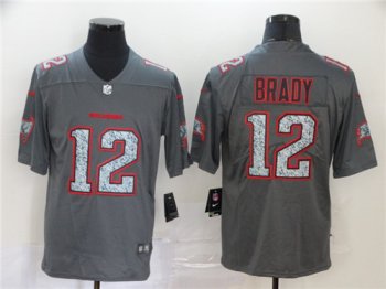 Men's Nike Tampa Bay Buccaneers 12 Tom Brady Gray Camo Vapor Untouchable Limited Jersey