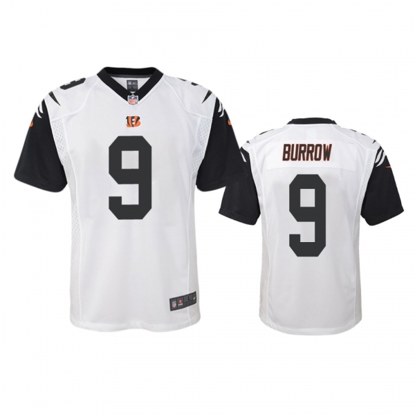 Youth Cincinnati Bengals Joe Burrow White Color Rush Game Jersey