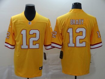 Men's Nike Tampa Bay Buccaneers 12 Tom Brady Yellow New 2020 Vapor Untouchable Limited Jersey