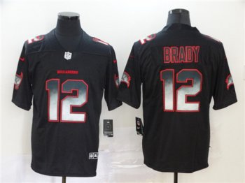 Men's Nike Tampa Bay Buccaneers 12 Tom Brady Black Arch Smoke Vapor Untouchable Limited Jersey