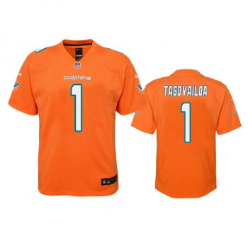 Youth Miami Dolphins Tua Tagovailoa Orange Color Rush Game Jersey