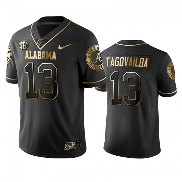 Men's Alabama Crimson Tide Tua Tagovailoa Black Golden Edition Limited Jersey