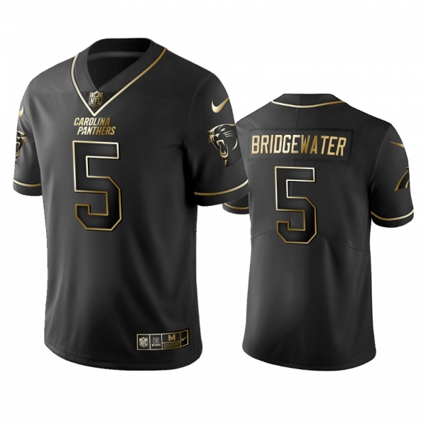 Men's Carolina Panthers Teddy Bridgewater Panthers Black Golden Edition Vapor Limited Jersey