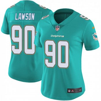 Women's Shaq Lawson Miami Dolphins Limited Team Color Vapor Untouchable Nike Jersey - Aqua