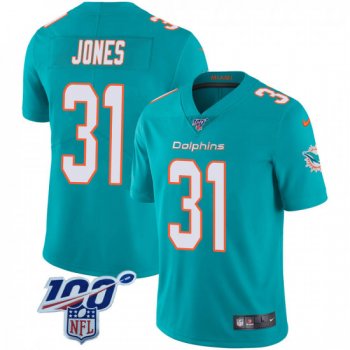 Youth Byron Jones Miami Dolphins Limited Team Color 100th Vapor Untouchable Nike Jersey - Aqua