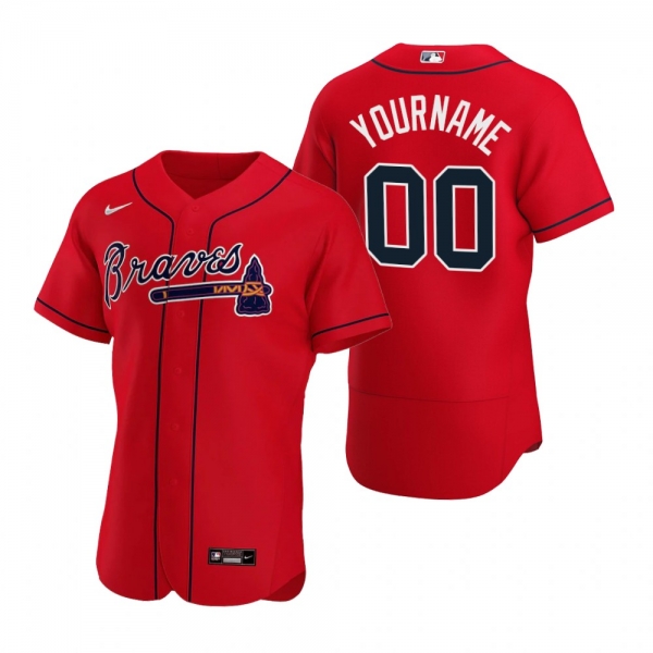 Men's Atlanta Braves Custom Nike Red Authentic 2020 Alternate Jersey