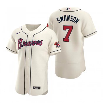 Men's Atlanta Braves Dansby Swanson Nike Cream Authentic 2020 Alternate Jersey