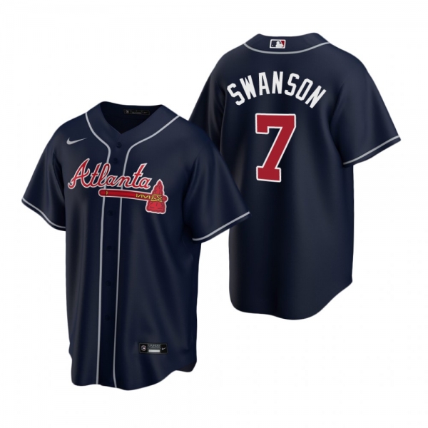 Men's Atlanta Braves Dansby Swanson Nike Navy 2020 Replica Alternate Jersey