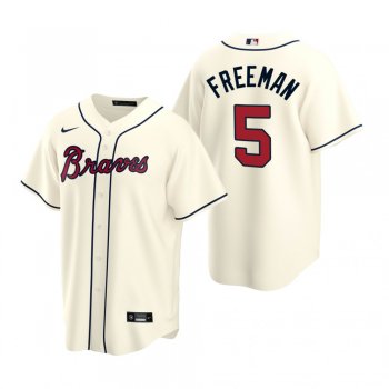 Men's Atlanta Braves Freddie Freeman Nike Cream 2020 Replica Alternate Jersey