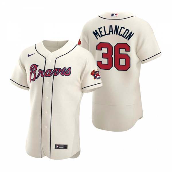 Men's Atlanta Braves Mark Melancon Nike Cream Authentic 2020 Alternate Jersey