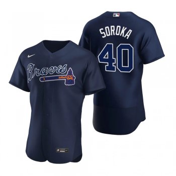 Men's Atlanta Braves Mike Soroka Nike Navy Authentic 2020 Alternate Jersey