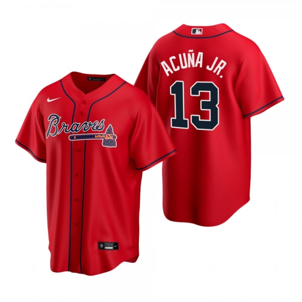 Men's Atlanta Braves Ronald Acuna Jr. Nike Red 2020 Replica Alternate Jersey