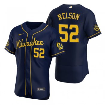 Men's Milwaukee Brewers Jimmy Nelson Nike Navy Authentic 2020 Alternate Jersey